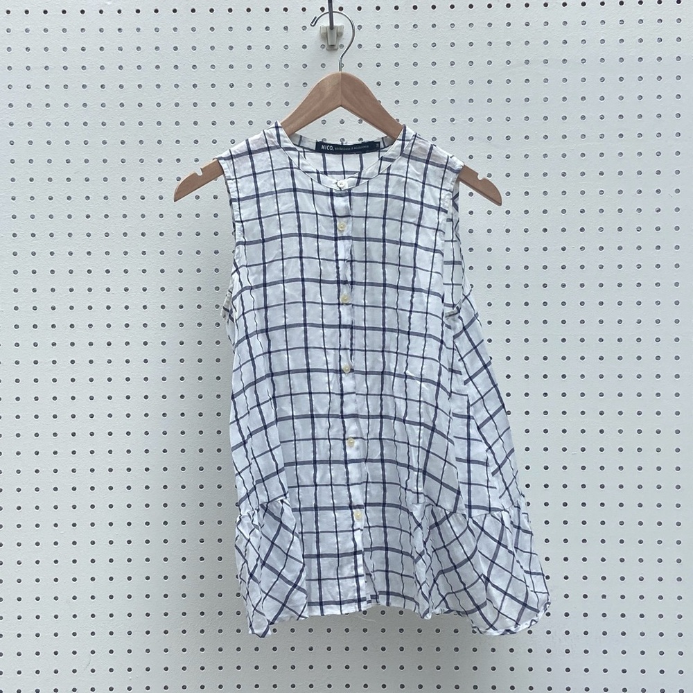 Nico blah and white gingham blouse